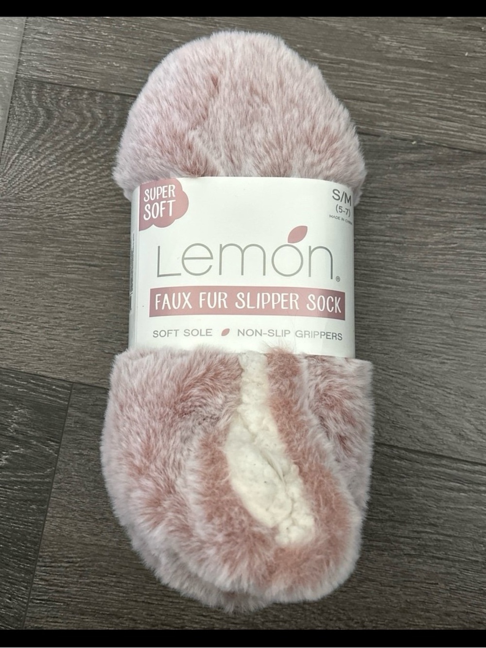 Lemon Faux Fur Slipper Socks